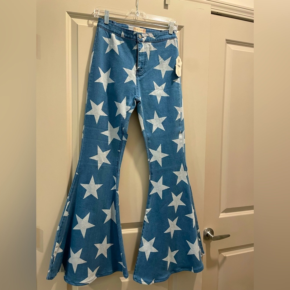 Altar’d State Denim Flared Jeans with White Stars